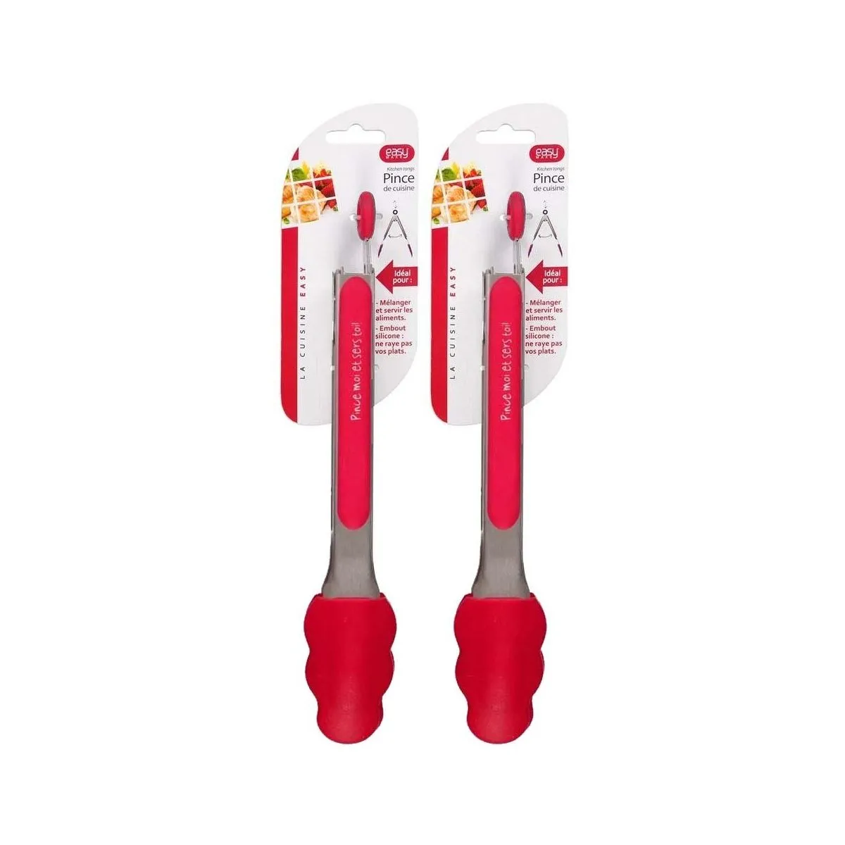 Easy Make Pince de Cuisine en Silicone - Rouge