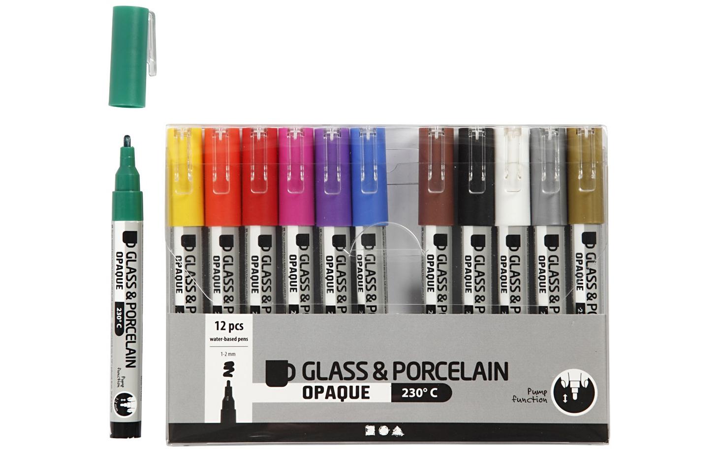 Porzellanmarker und Glasmarker 12 StückGlas und Porzellanmalstifte zum Bemalen