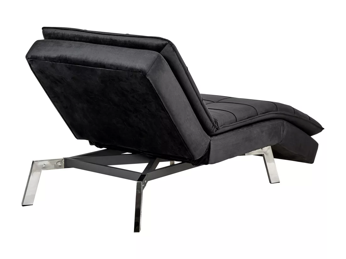 Chaise longue en velours noir LOIRET