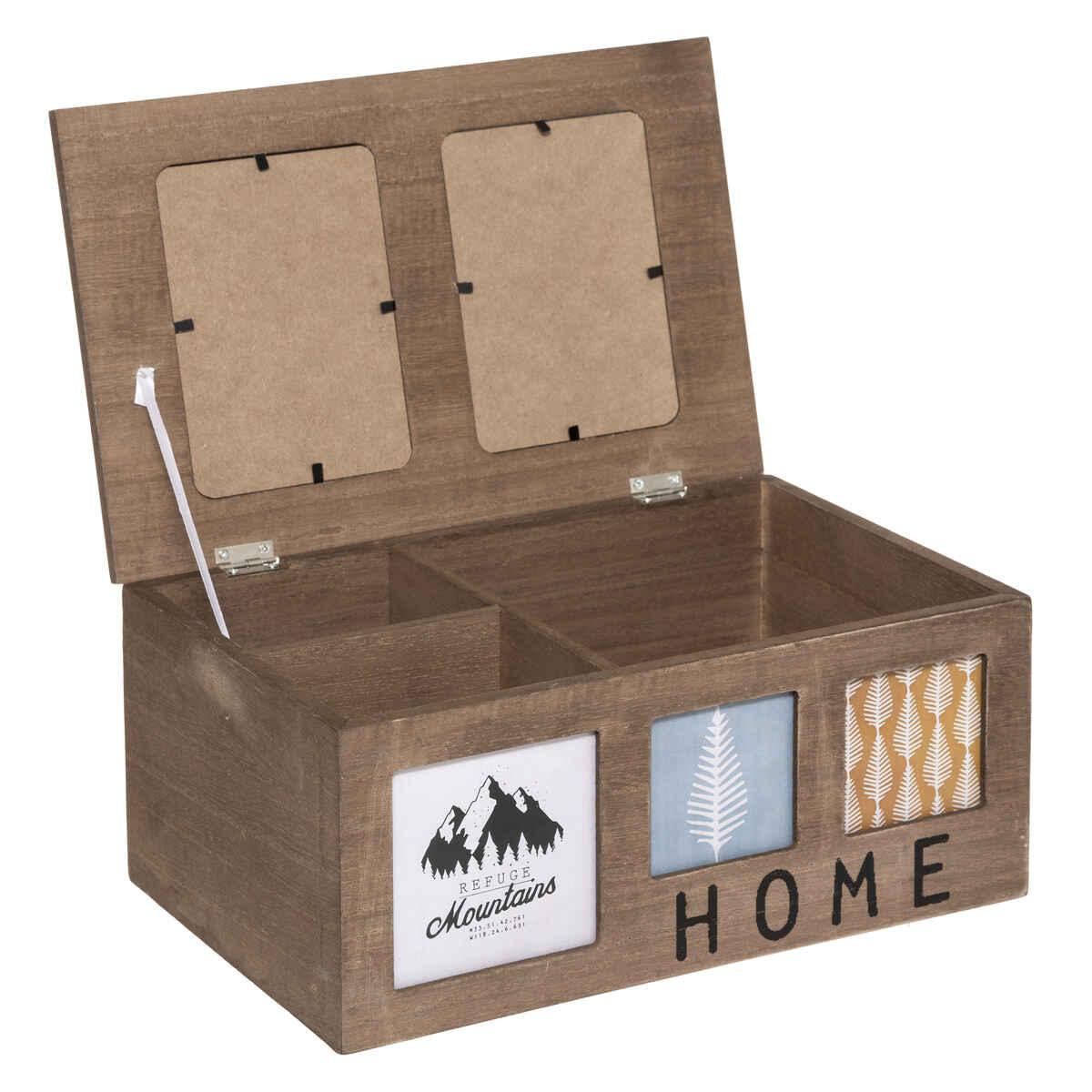 BOITE BOIS HOME MULTICOLORE D.28X18X12.5CM