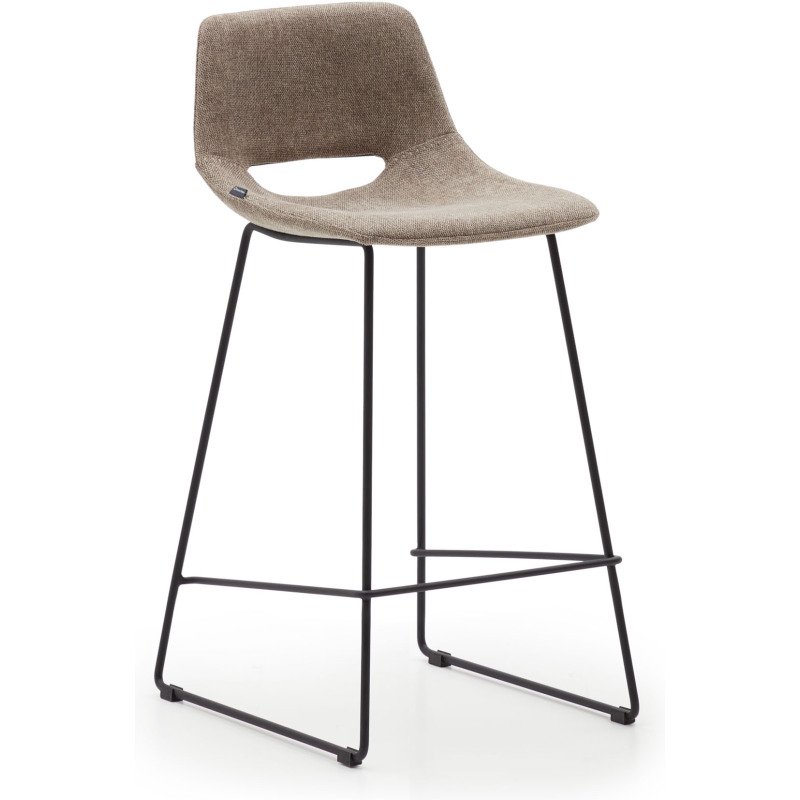 Tabouret Zahara pieds en acier finition noire H 65 cm