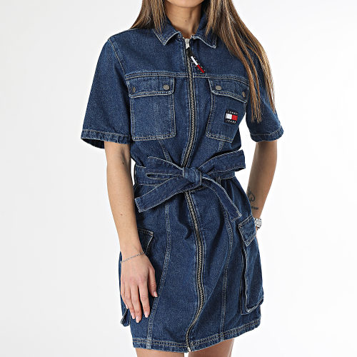 Robe Jean Femme Cargo Zip Denim 4841 Bleu Denim