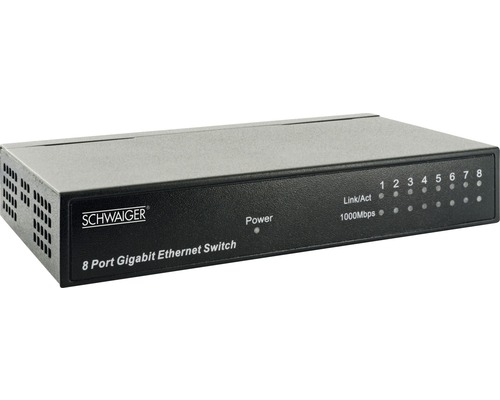 8-poorts netwerkswitch, 8x RJ45-aansluiting, BxHxD 136,5x25x75 mm