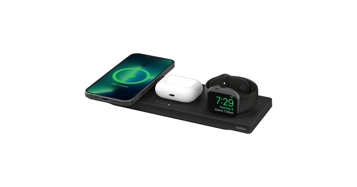 BelkinBoostCharge Pro 3-in-1 draadloos laadstation met MagSafe  (Zwart)