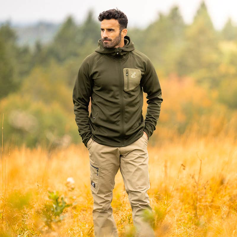 Evolution Stretch Fleece Hoodie Herre Forest Night