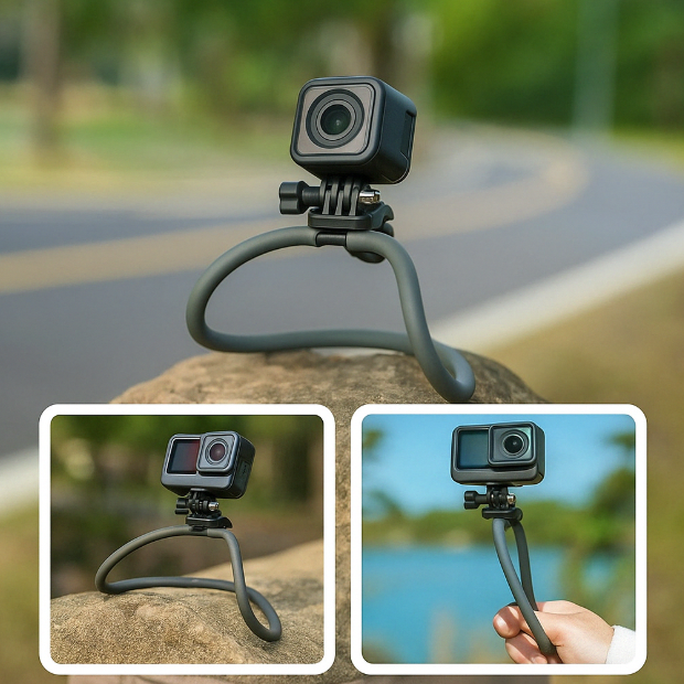 2in1 Universal Hals / Nacken Magnetische Halterung Anti-Vibrations-Brustgurt Selfie-Halterung für Smartphones / Kameras - Grau