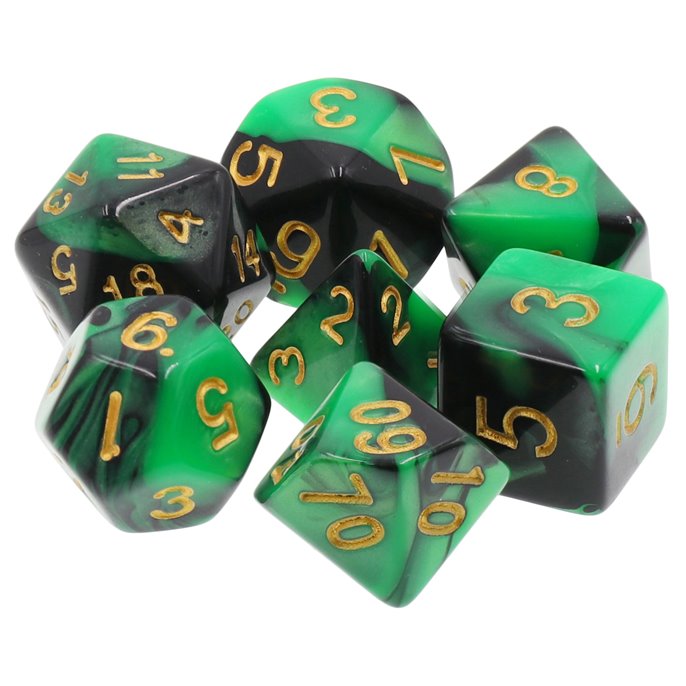 Set de dés de Jeu de Rôle : Vert  et  Noir