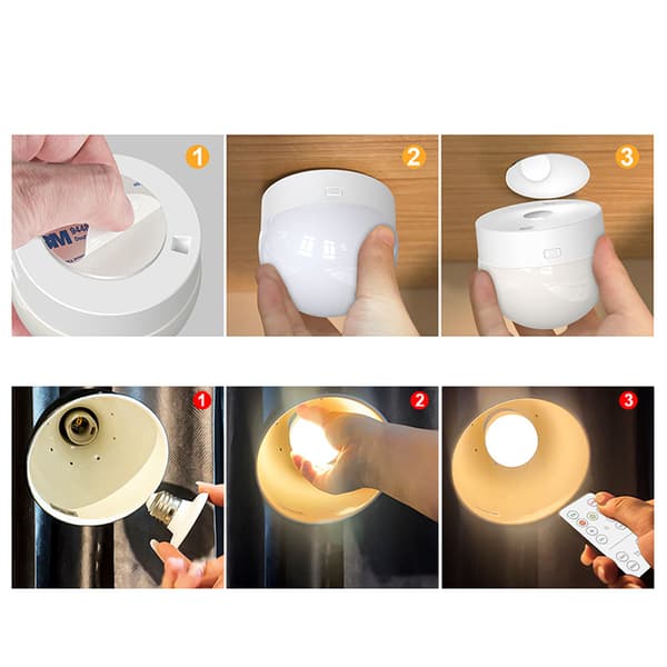 INF Oppladbar LED-lampe med fjernkontroll 2-pakning  Magnetic