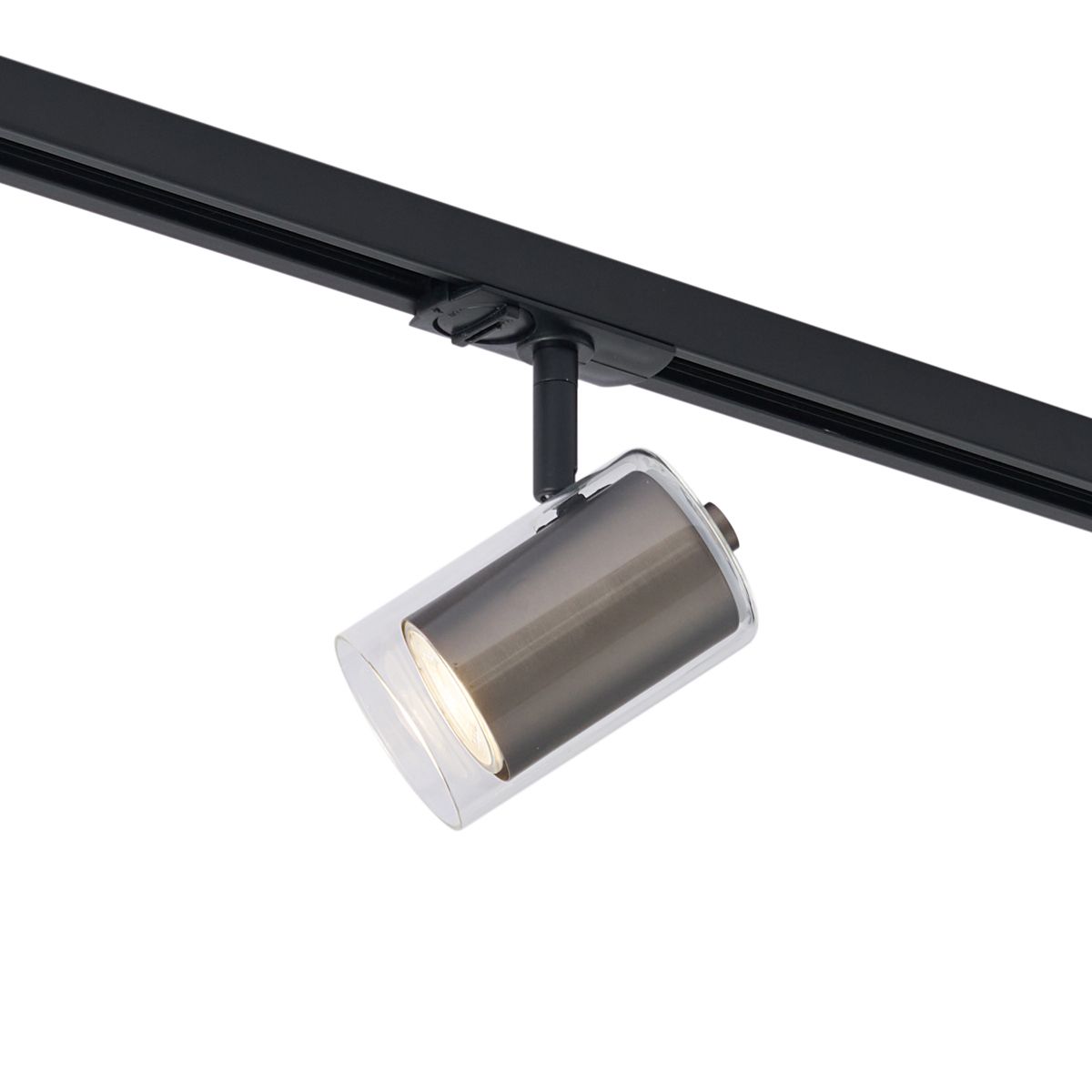 Moderne spot gunmetal met helder glas voor railsysteem 1-fase - Iconic Lloyd