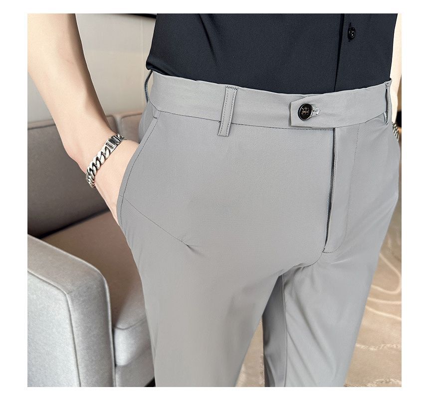 Lefitt - Effen cropped taps toelopende pantalon