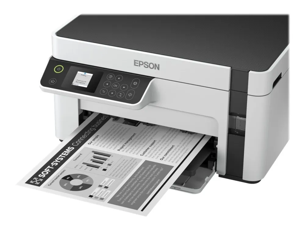 Epson EcoTank ET-M2120 - Multifunktionsprinter - S/H - blækprinter - A4/Legal (medie) - op til 15 spm (udskriver) - 150 ark - USB, Wi-Fi - hvid