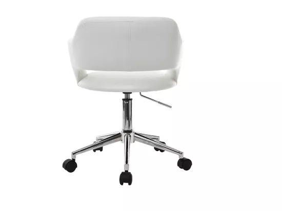 Chaise de bureau à roulettes design blanc et acier chromé JESSY