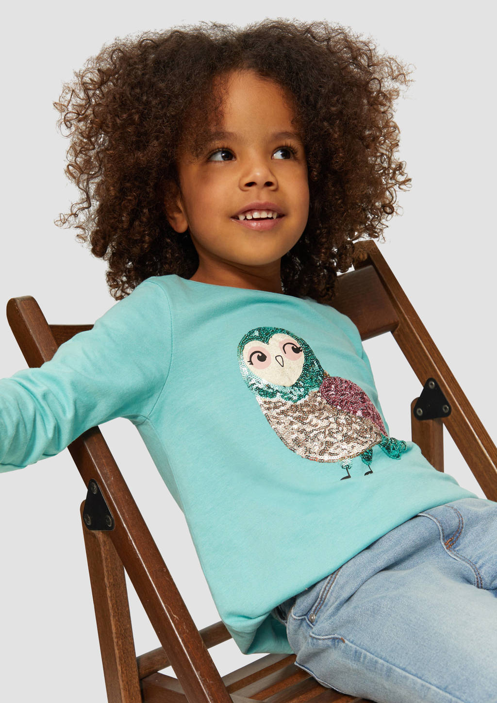 s.Oliver longsleeve met printopdruk turquoise