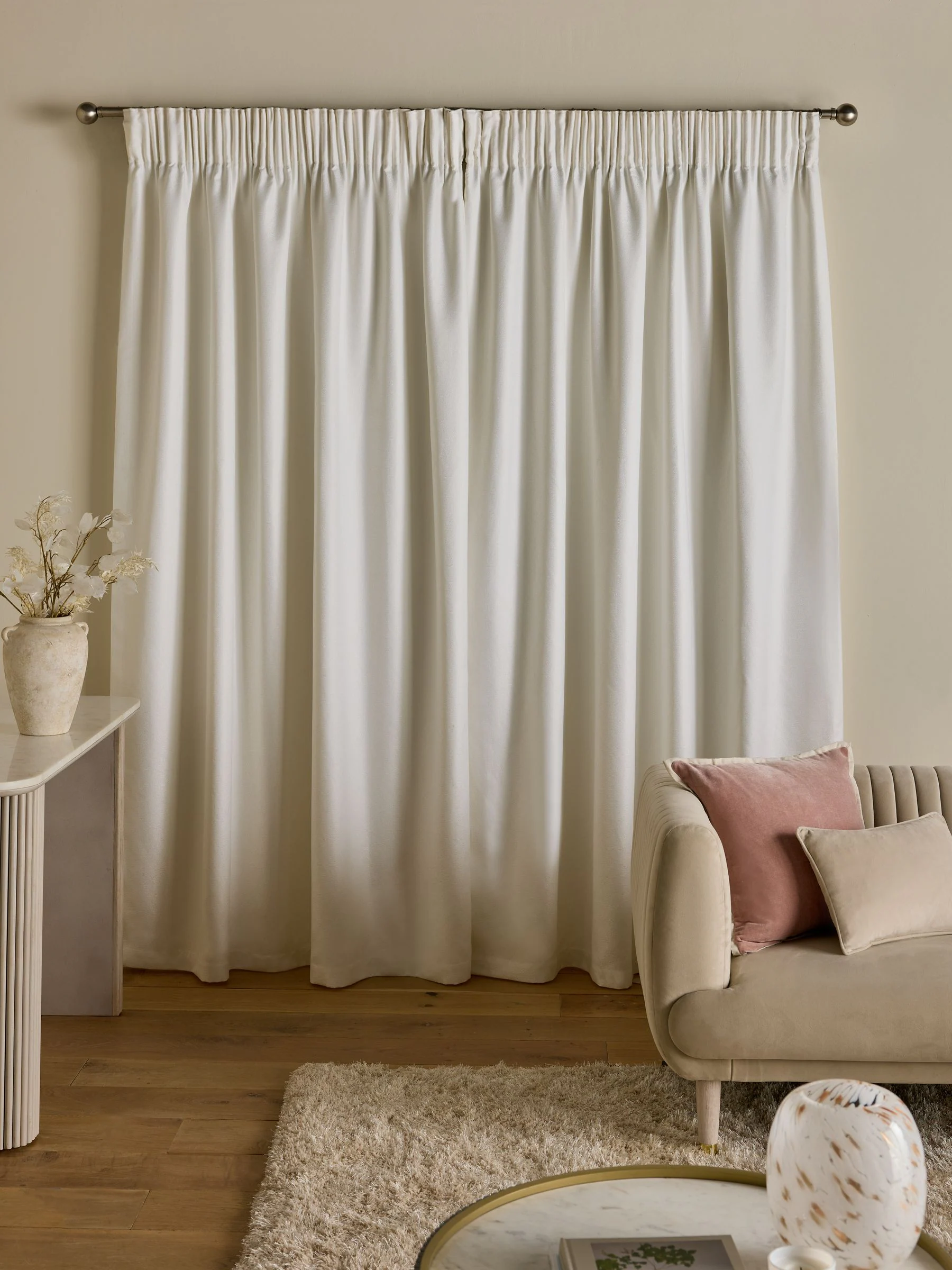 Textured Spot Jacquard Pencil Pleat Lined Curtains