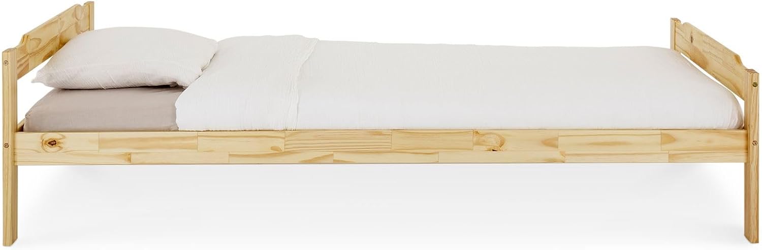 IDIMEX Massivholzbett Moritz aus Kiefer Massivholz 90x200 cm, Natur - Einzelbett kür Kinderzimmer, Tagesbett Jugendbett, einfaches Gästebett, Bettgestell lackiert