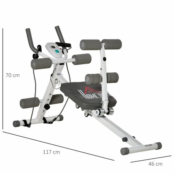 2-i-1 magetrener, magetrener med justerbar magemuskelbenk, høydejusterbar trener med LCD-skjerm, for muskelbygging, fitness, belastningskapasitet oppt