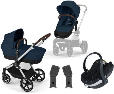 Cybex EOS Lux Duovogn inkl. BeSafe iZi Go Modular X2, Silver/Ocean Blue