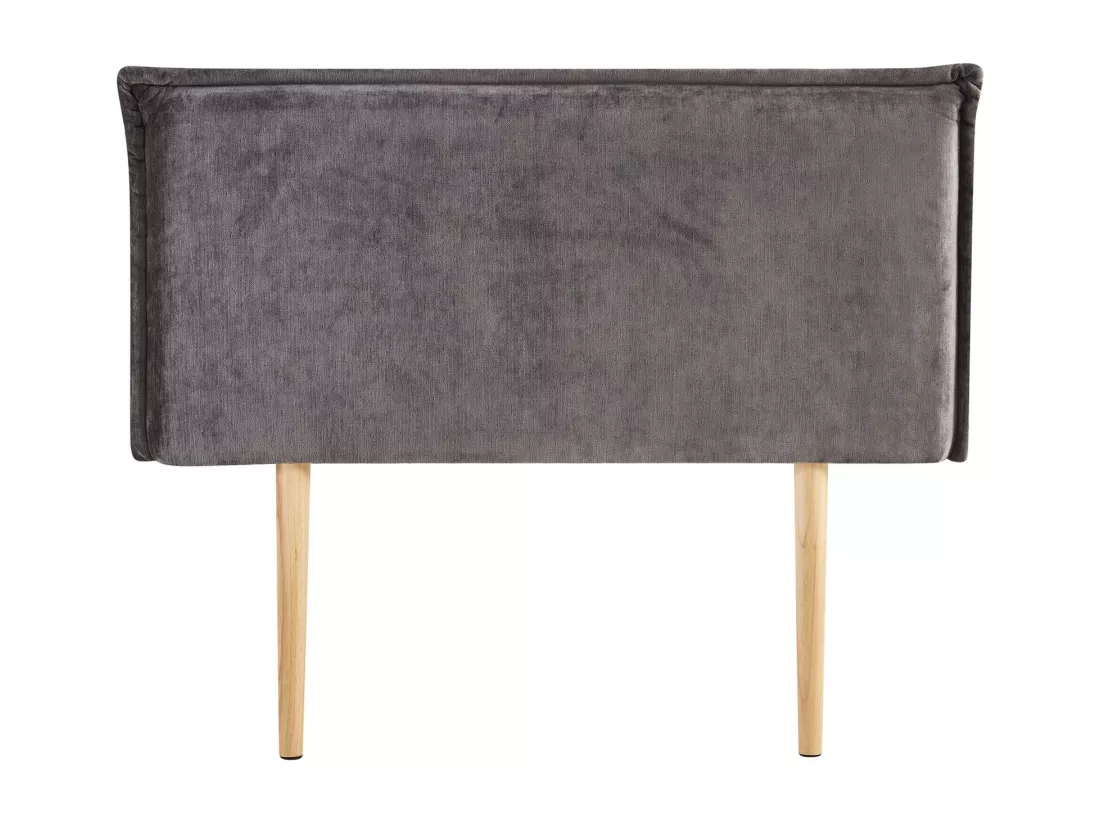 Tête de lit SAVER 120 rembourrée, En tissu polyester pour lit 120 cm, Sur pieds en bois, Gris