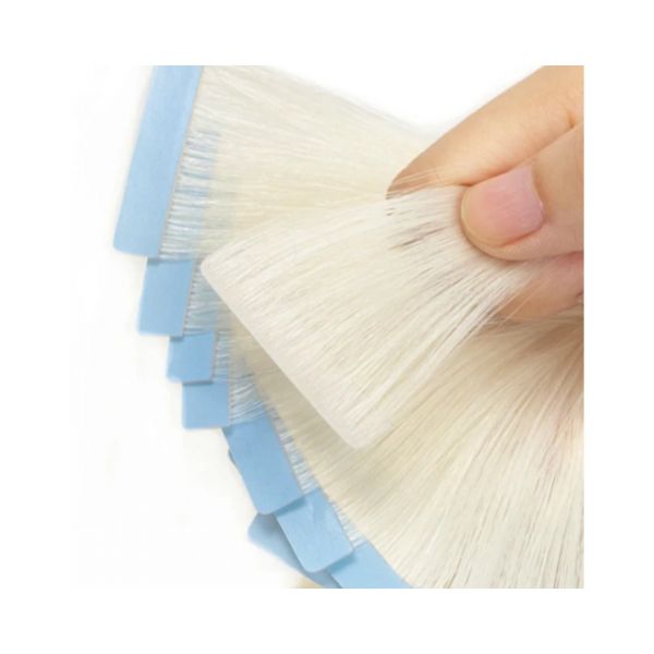 Extensão de Cabelo Platinado 100% Cabelo Humano Fita Adesiva Invisível 100% 40Cm 40 peças