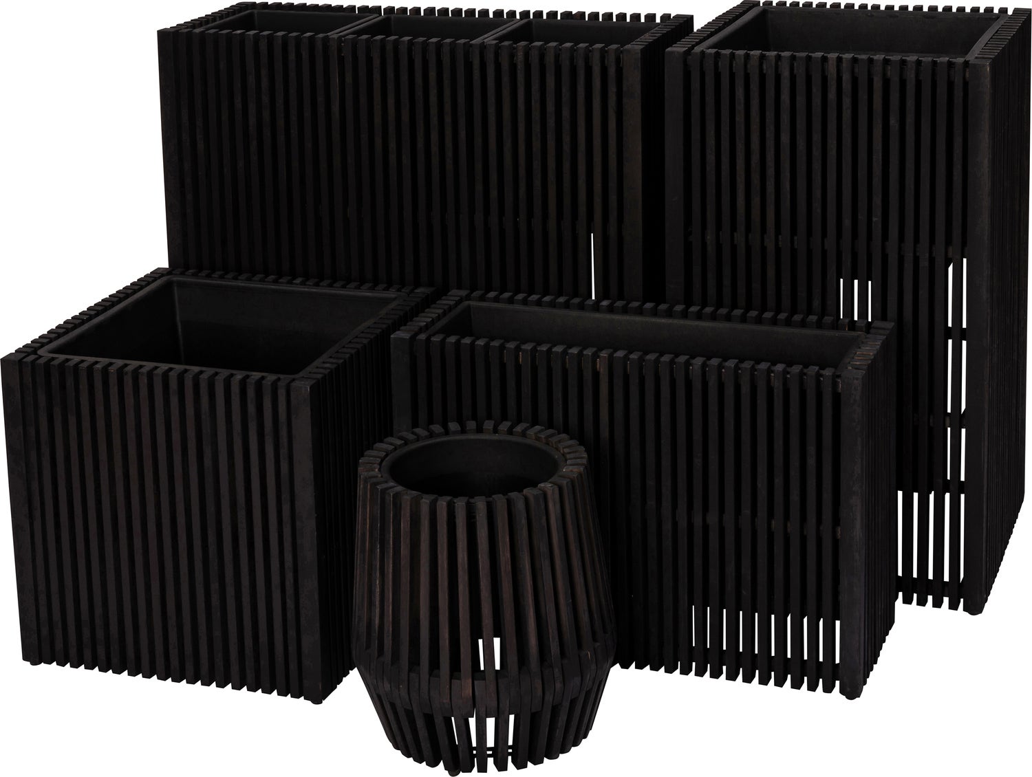 Intratuin bloempot op poten Latten zwart 73 x 27 x 50 cm