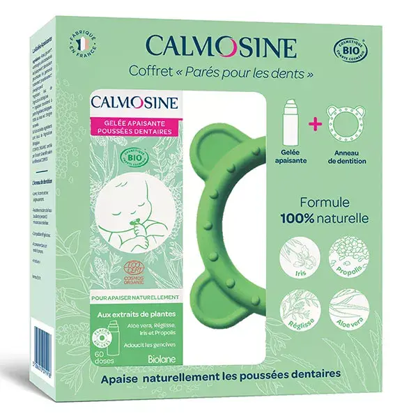 Kit Calmosine para dentição: gel calmante e anel de dentição