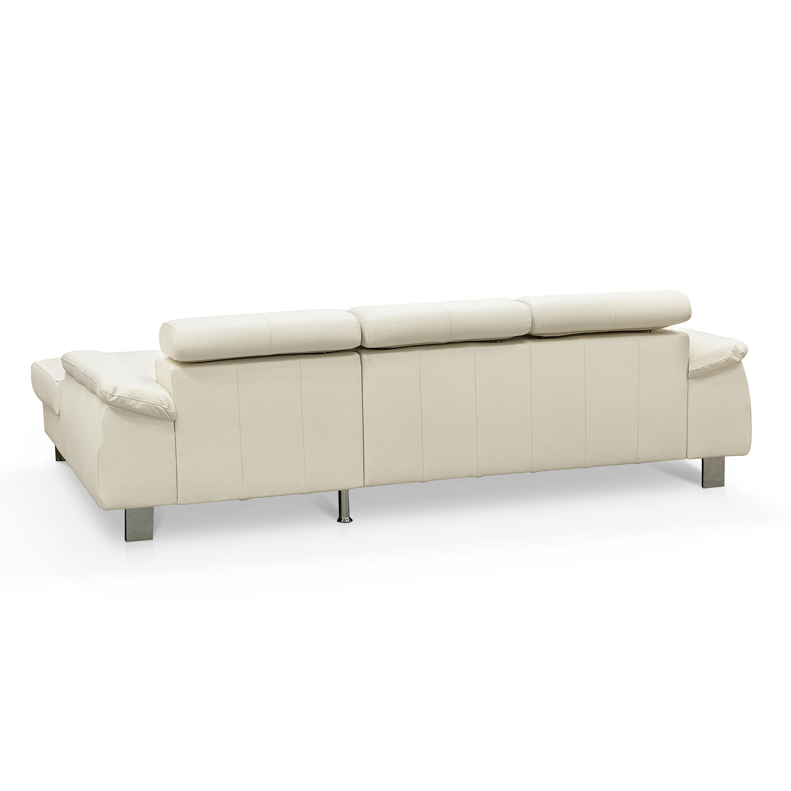 Ledersofa - bianco - Kopfteilverstellung - Recamiere rechts