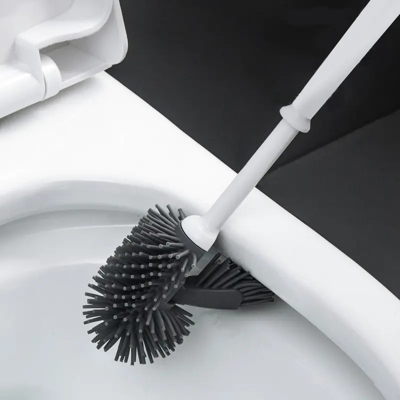 Silikon WC Bürste Toiletten Abfluss Reiniger mit Halterung - Weiss