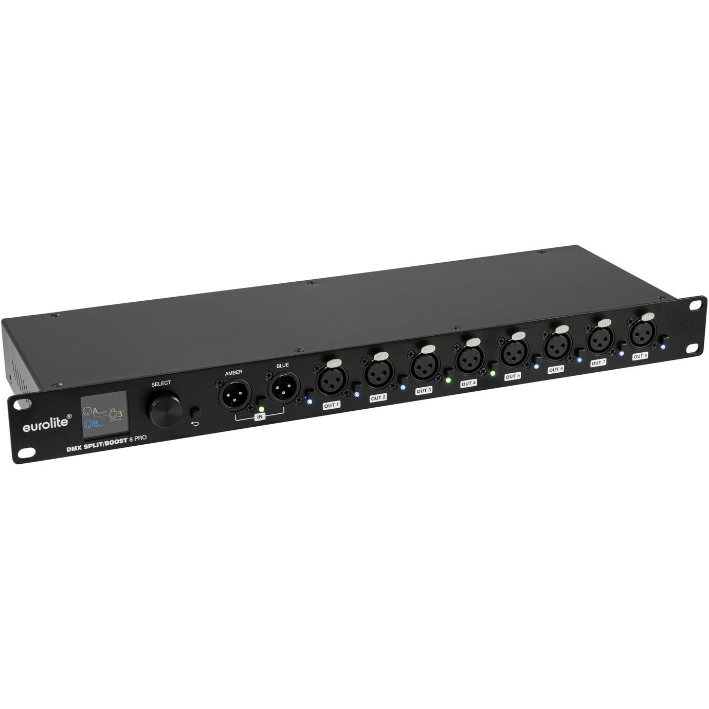 Eurolite DMX Split/Boost 8 PRO 3-pin met RDM ondersteuning en real-time DMX monitoring
