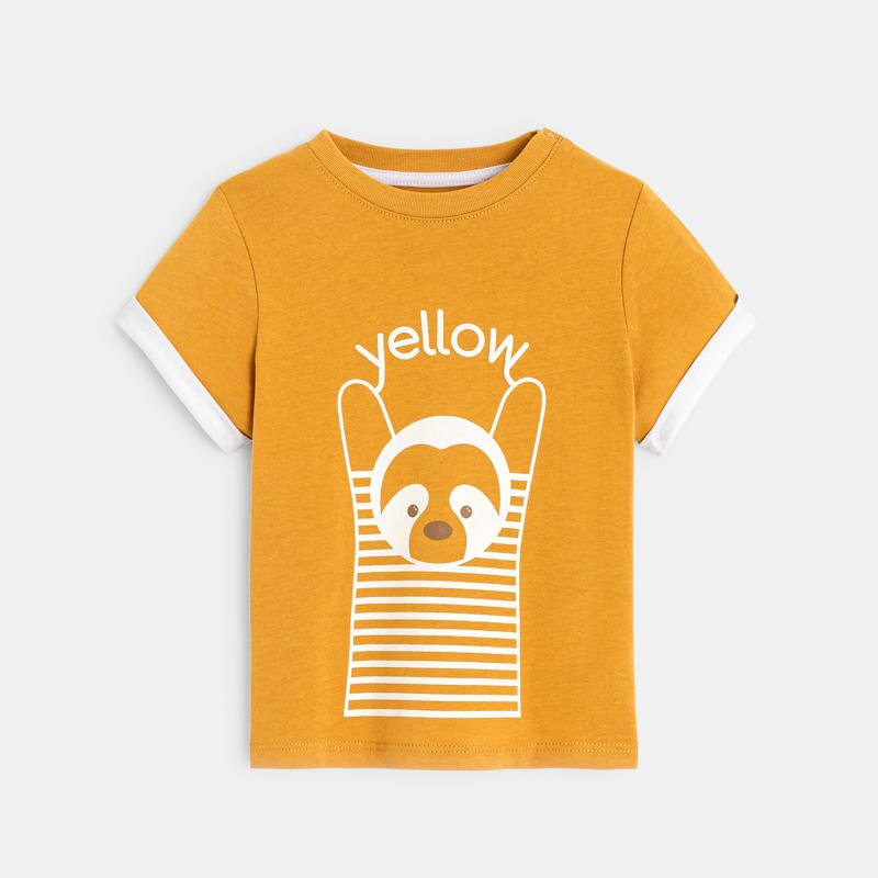 T-shirt ludique couleur jaune bébé garçon Jaune