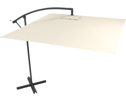 Soluna Lyon zweefparasol, 250 x 250 cm, hoogte 270 cm, ecru, inclusief kruisvoet.