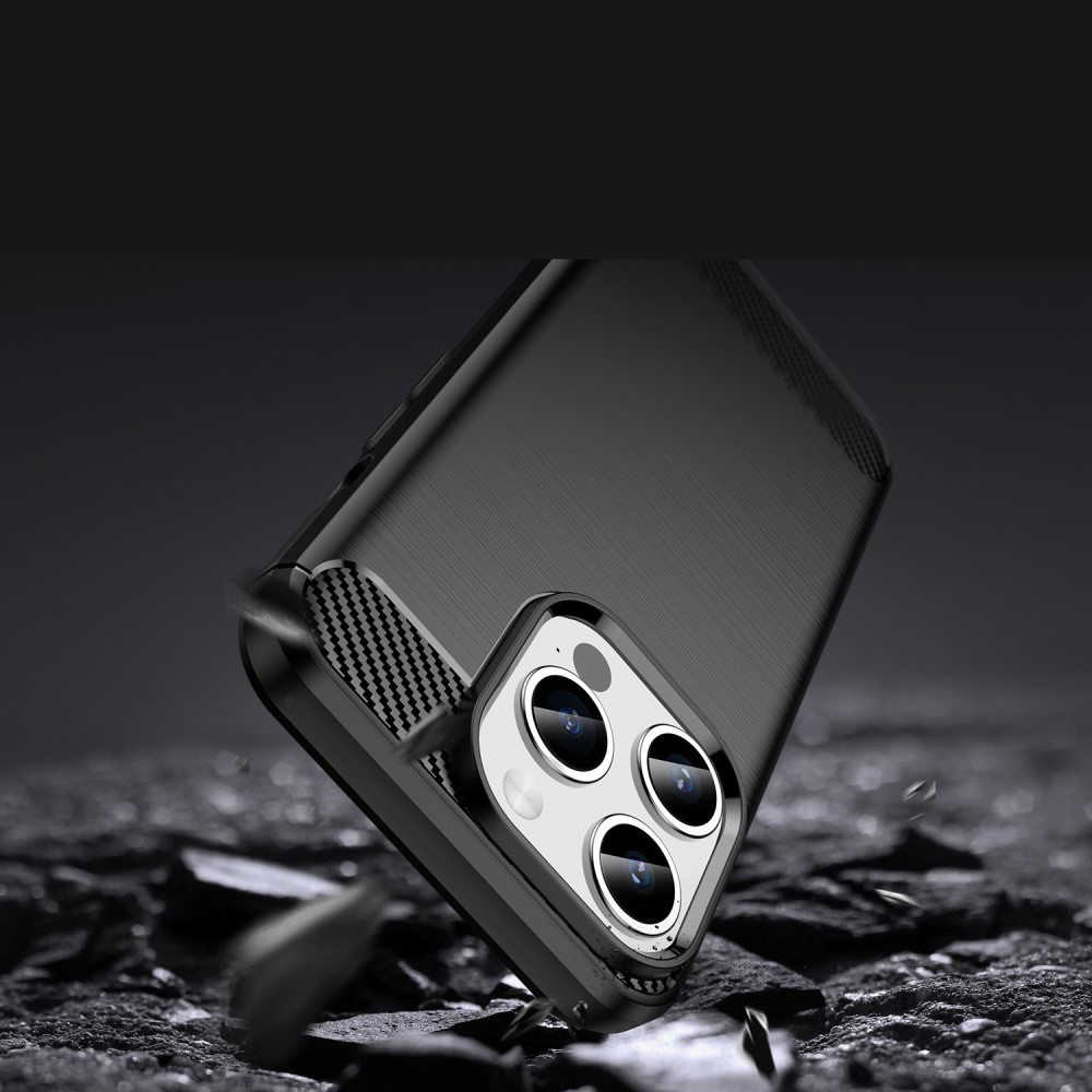 iPhone 15 Pro Gummi Case Schutzhülle Carbon Look - Schwarz
