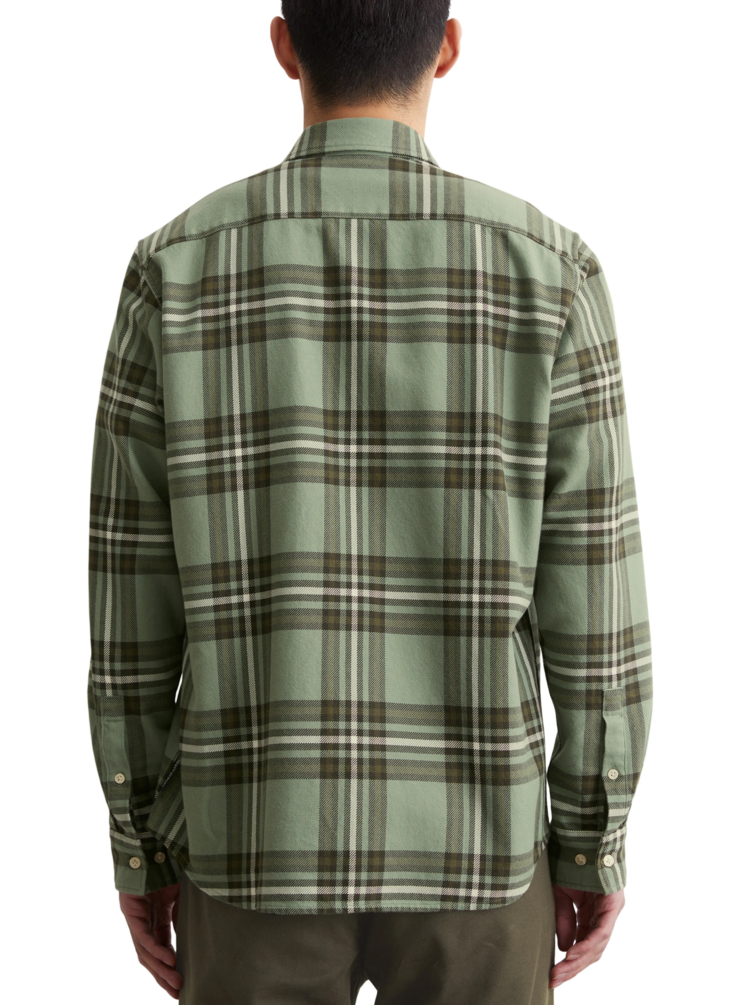 Chemise droite en coton à carreaux | Vert