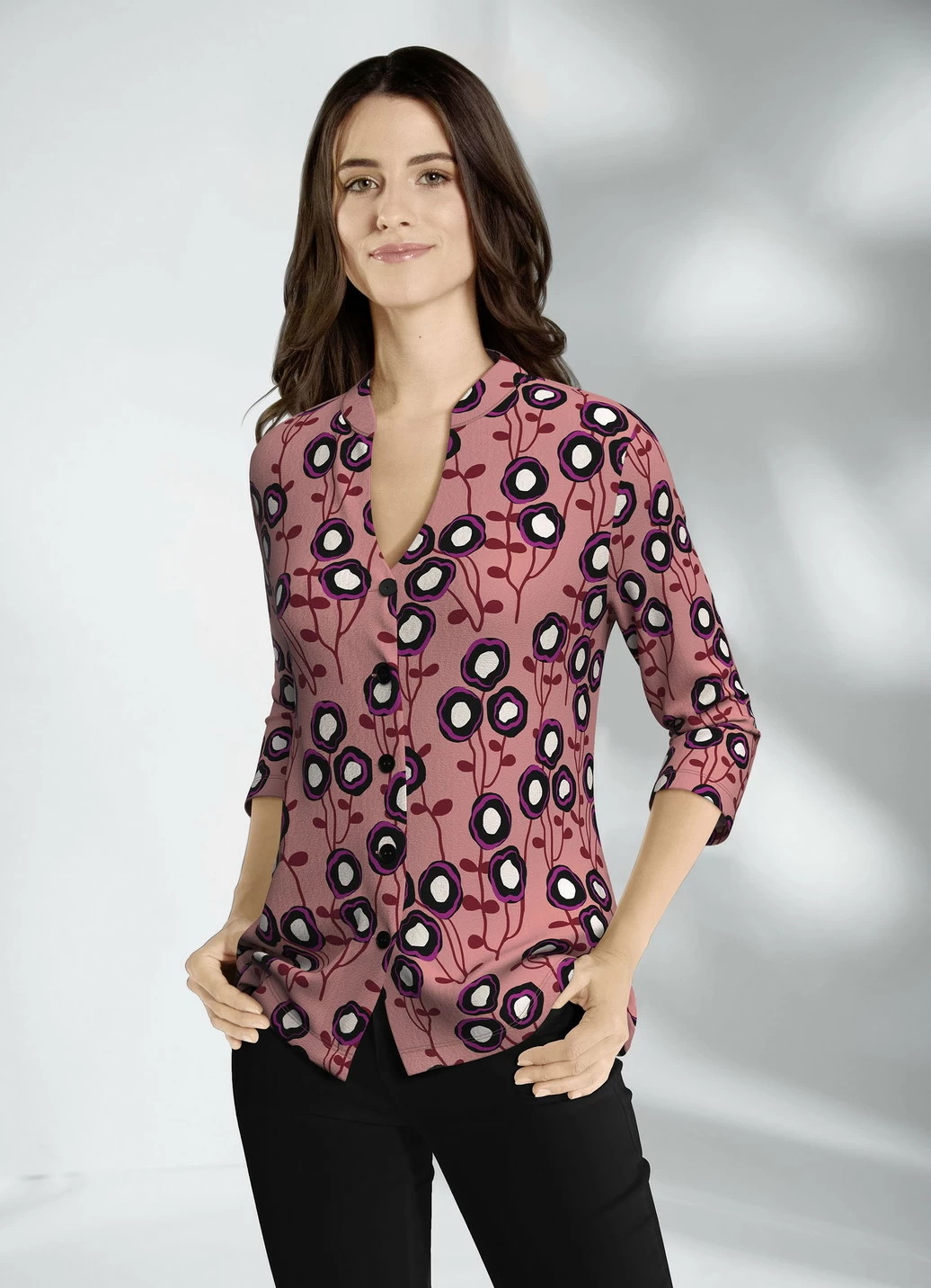 Shirtbluse mit Stehkragen