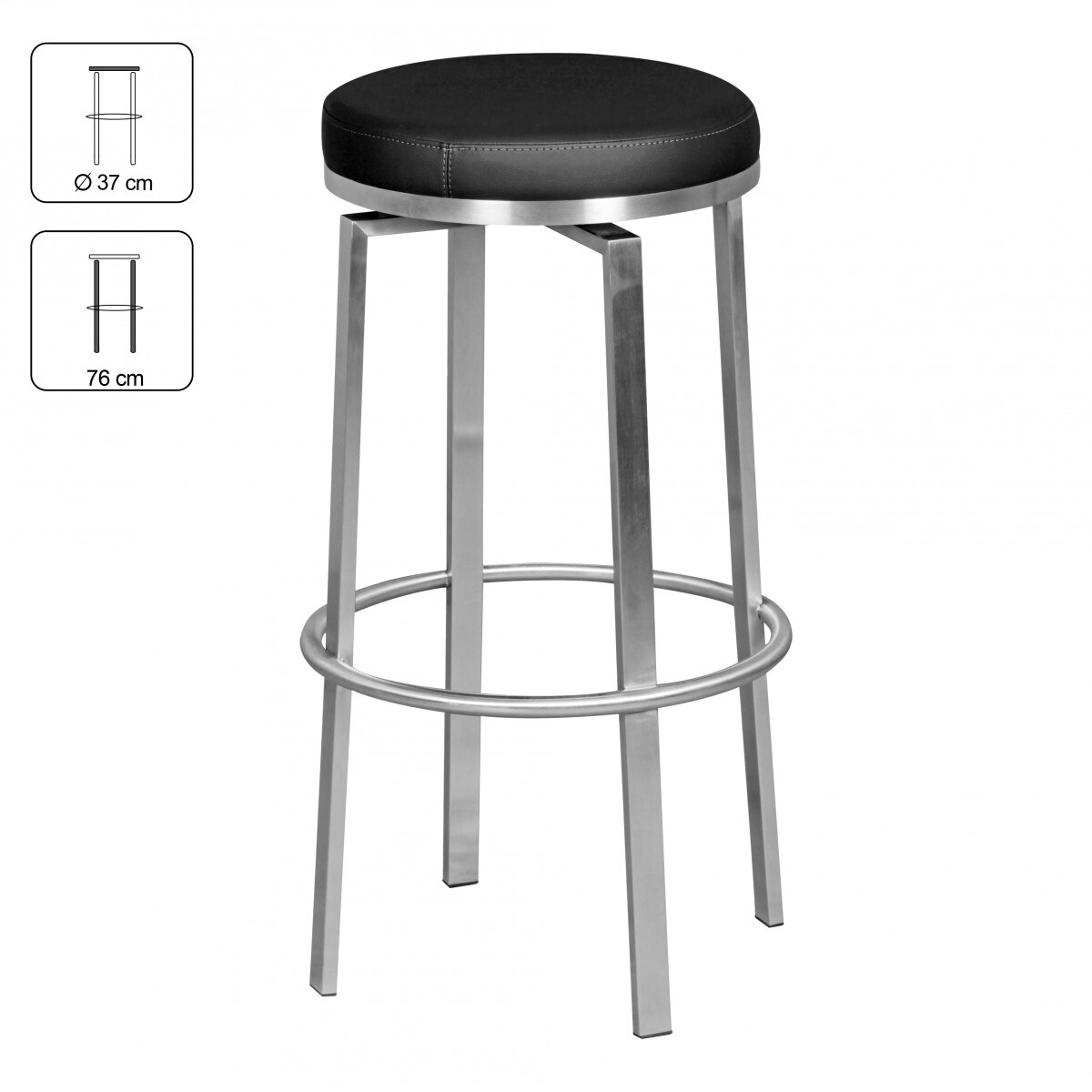 KADIMA DESIGN Barhocker Modern - Drehbar, Gepolsterte Sitzfläche, Edelstahlgestell, 76 cm Höhe, KADIMA DESIGN
