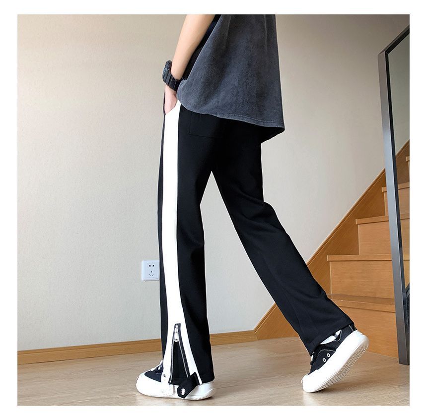 POSI - Tweekleurige joggingbroek met rechte pijpen en rits