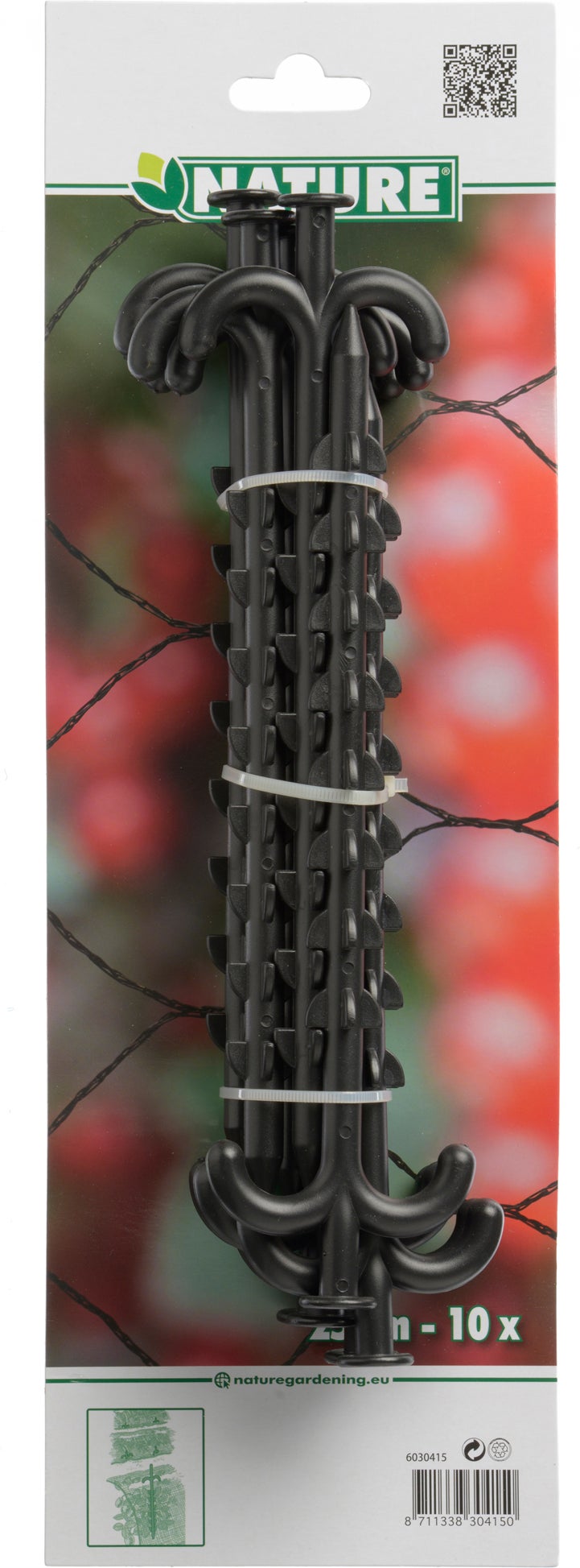 Nature tuinnet nethouders h25cm 10 stuks