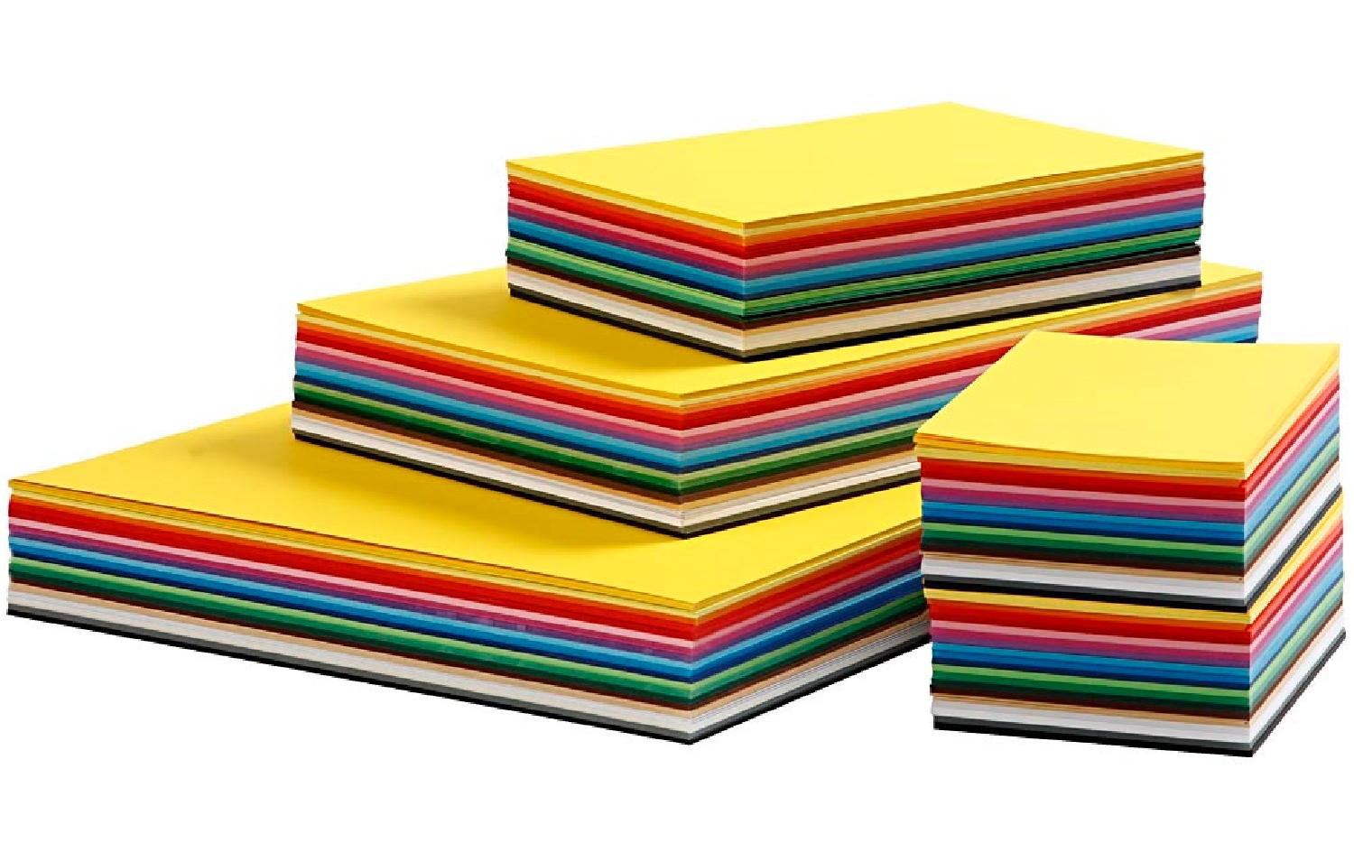 Bastelkarton A3 - A6 mehrfarbig, 180 g/m², 1500 Blätter<br>Farbkarton