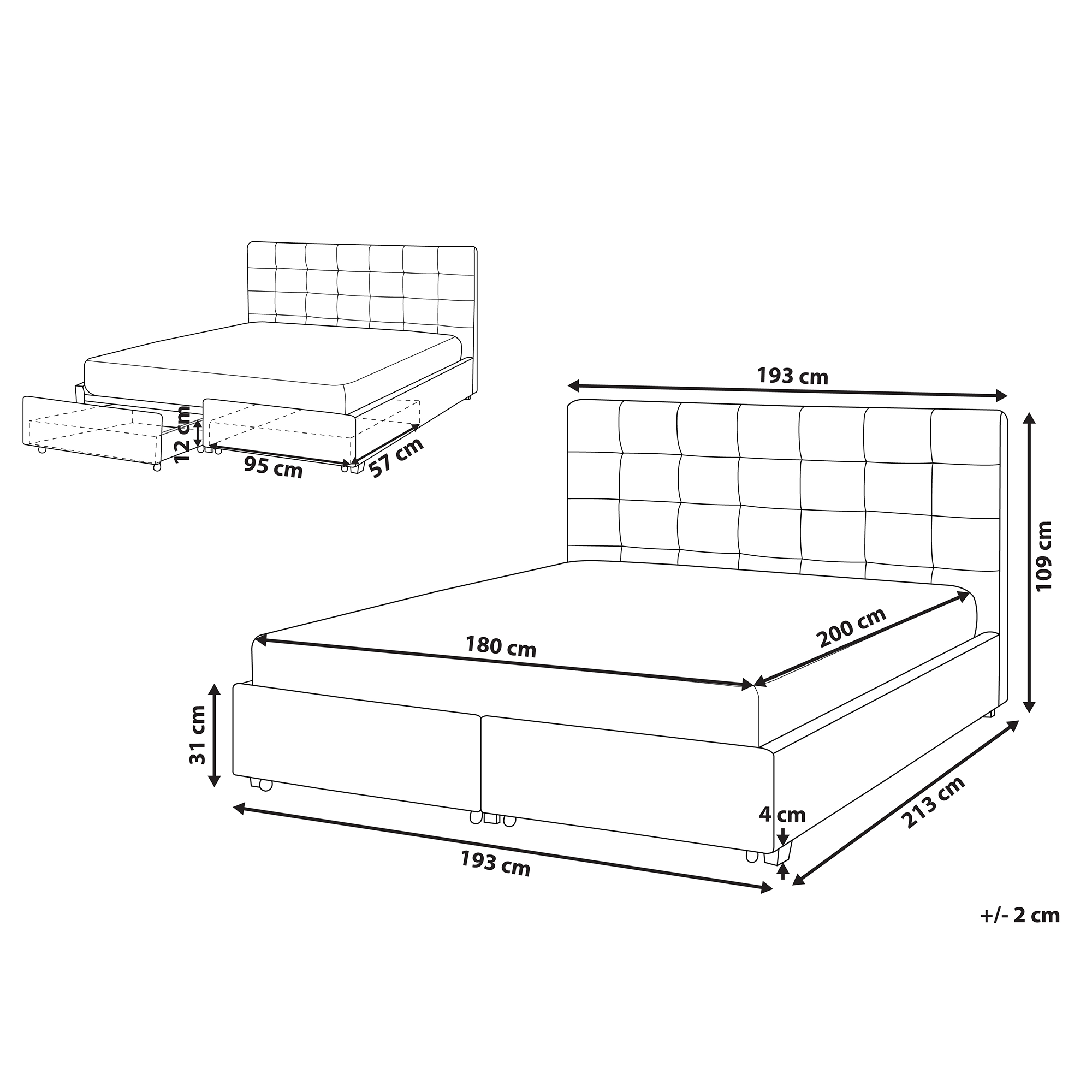 Beliani-ROCHELLE -Bed opbergruimte-Donkergrijs-180 x 200 cm-Polyester