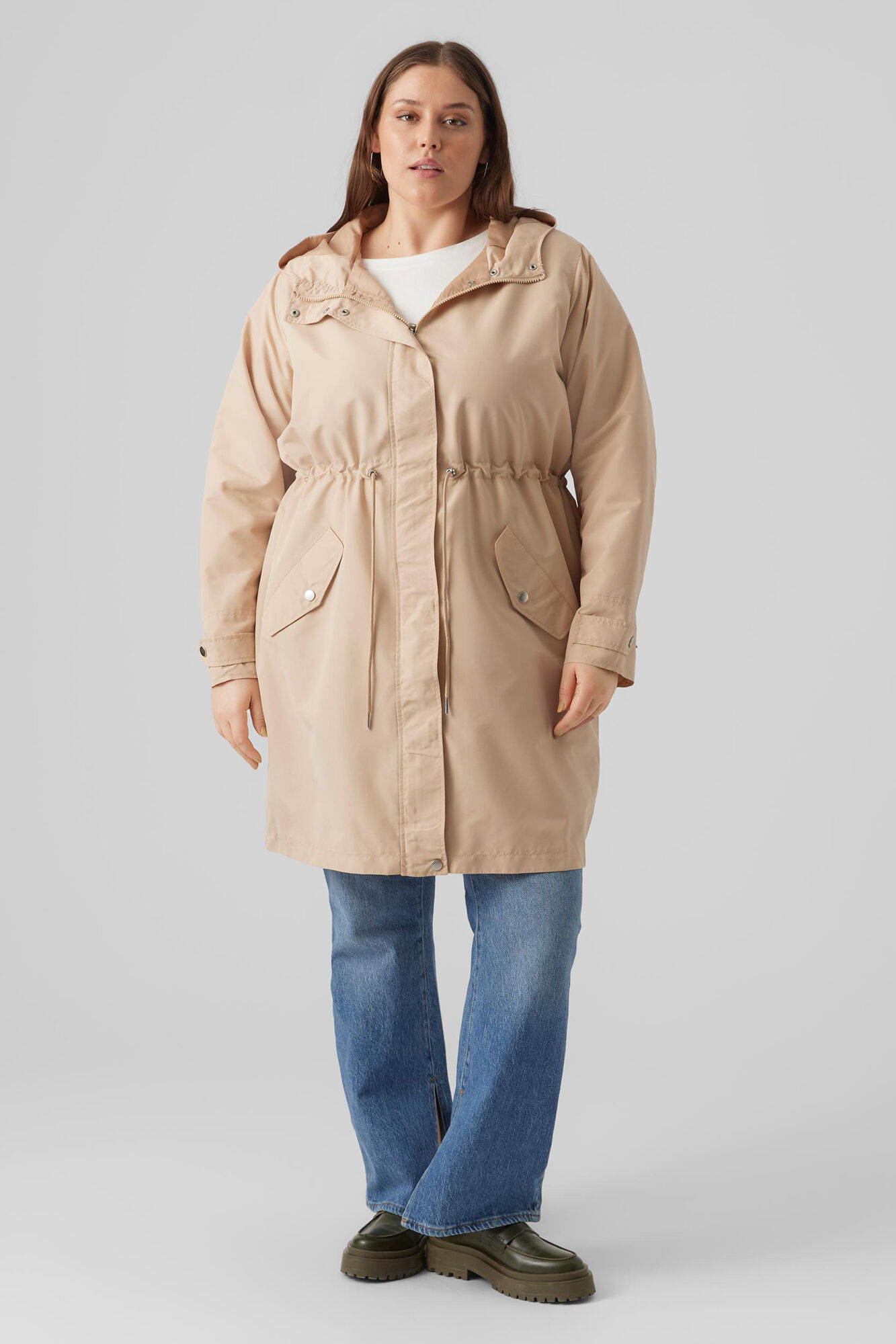 Parka leve com capuz Curve - Marrom