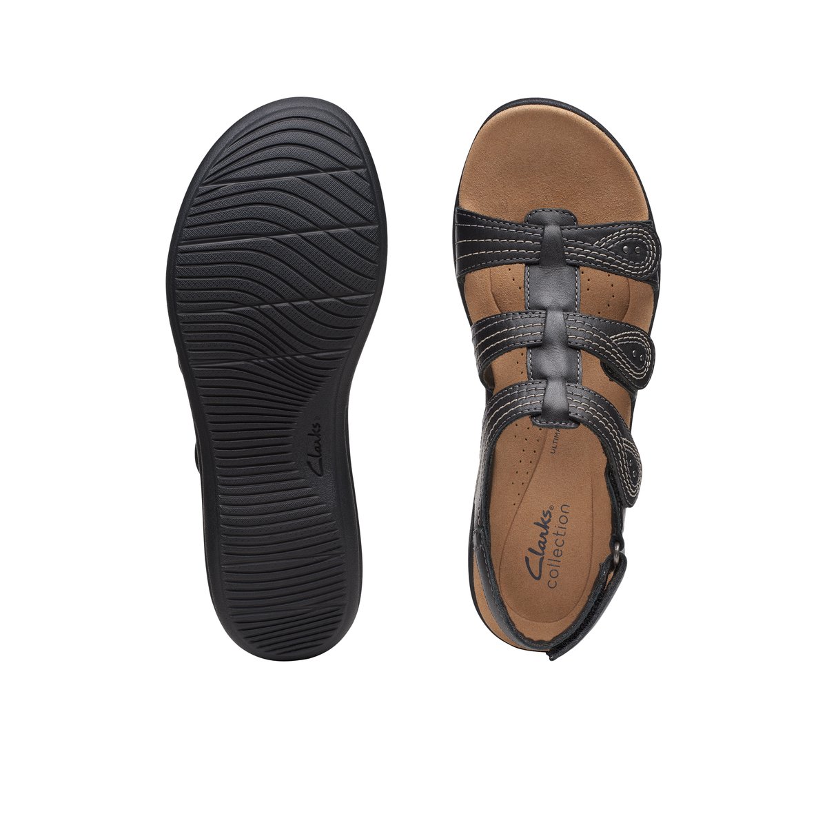 CLARKS-Laurieanvine-Sandales à la cheville et à bride en T - Talon plat - Noir