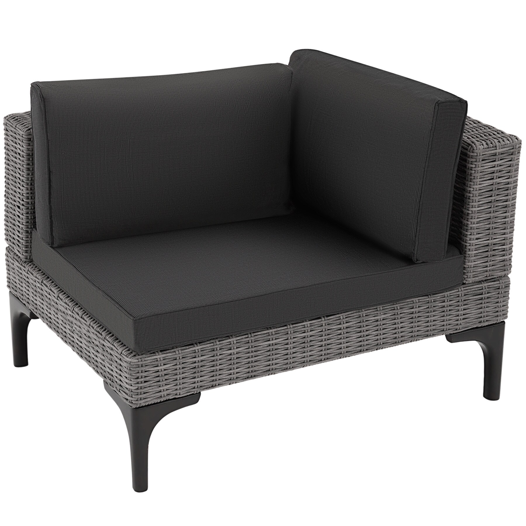 tectake® Rattan Lounge, mit Aluminiumgestell, wetterfest und UV-beständig, mit Sicherheitsglasplatte