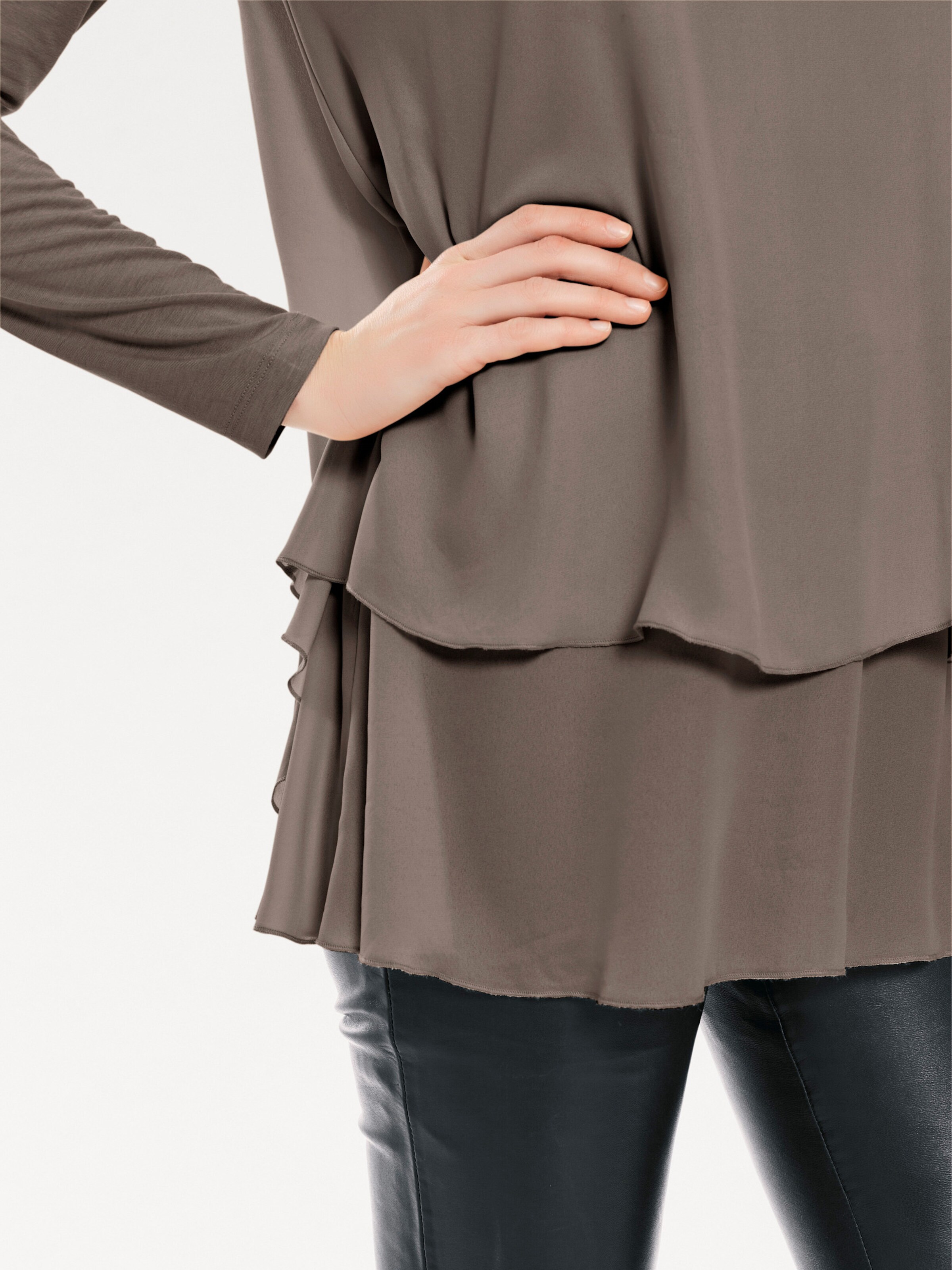 heine Rundhals-Shirt in taupe
