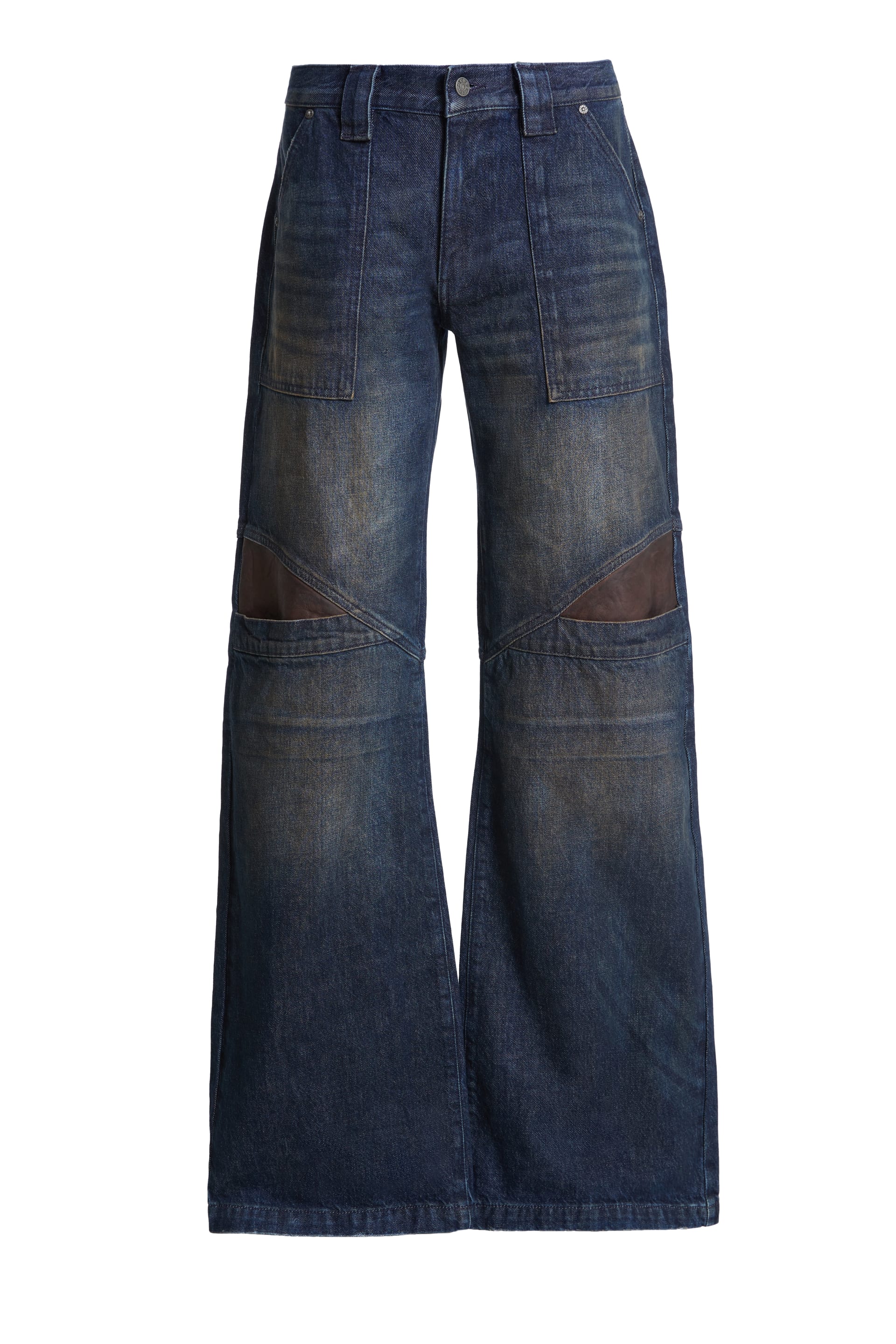 calças jeans de cintura baixa e pernas largas