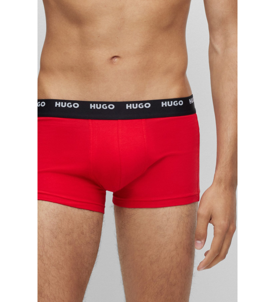 Pacote com 5 cuecas boxer HUGO com logotipo multicolorido.
