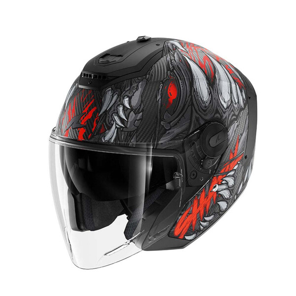 Shark - Casque RS Jet Shaytan Carbone / Gris / Rouge / Mat