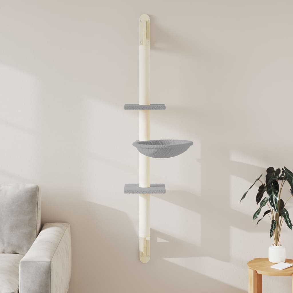 Arranhador de parede para gatos vidaXL, cinza claro, 142,5 cm