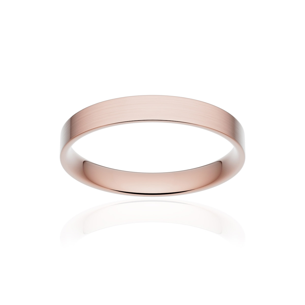 Alliance or 750 rose brossé ruban plat confort 3mm