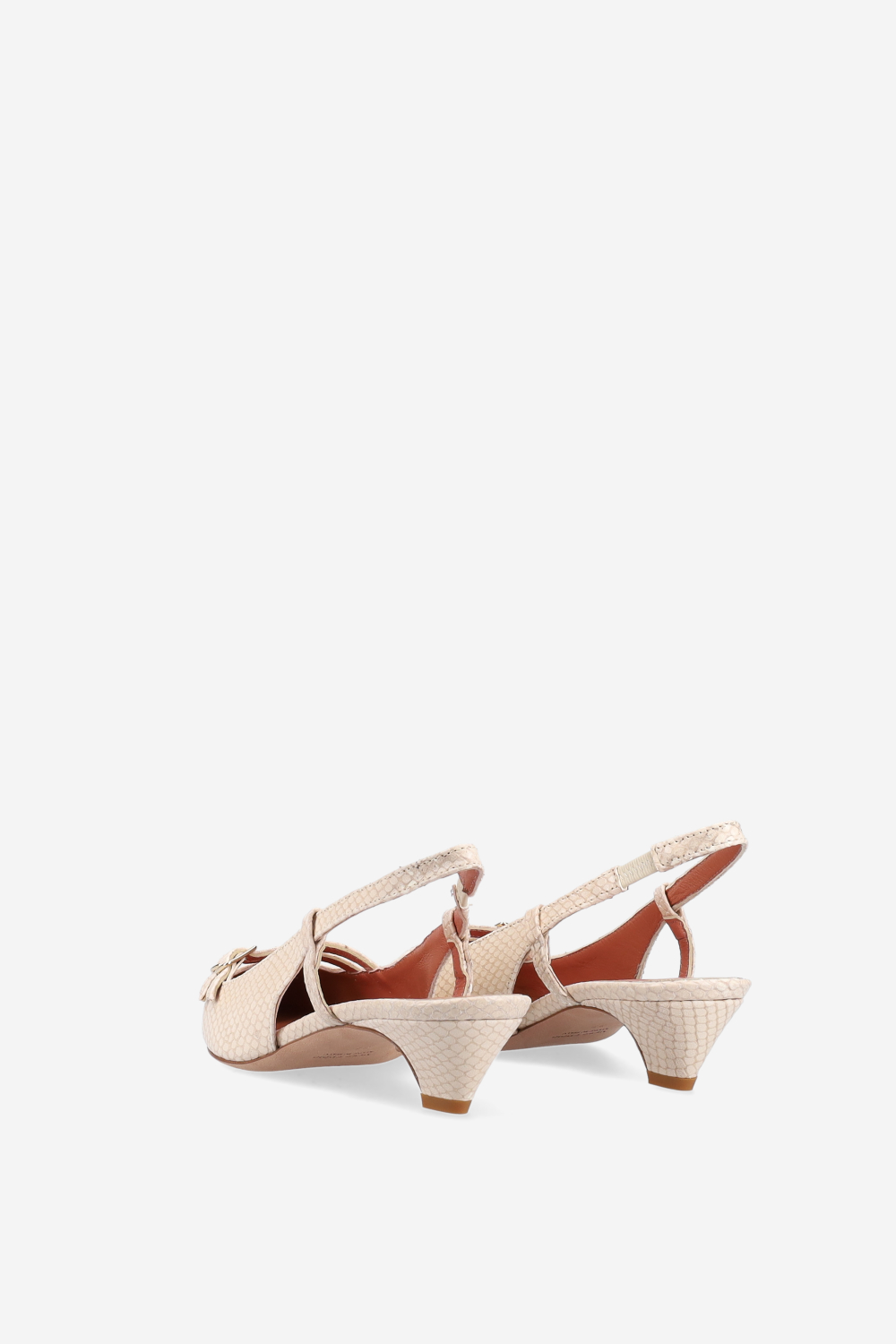 Pointed-toe pitone leather slingbacks