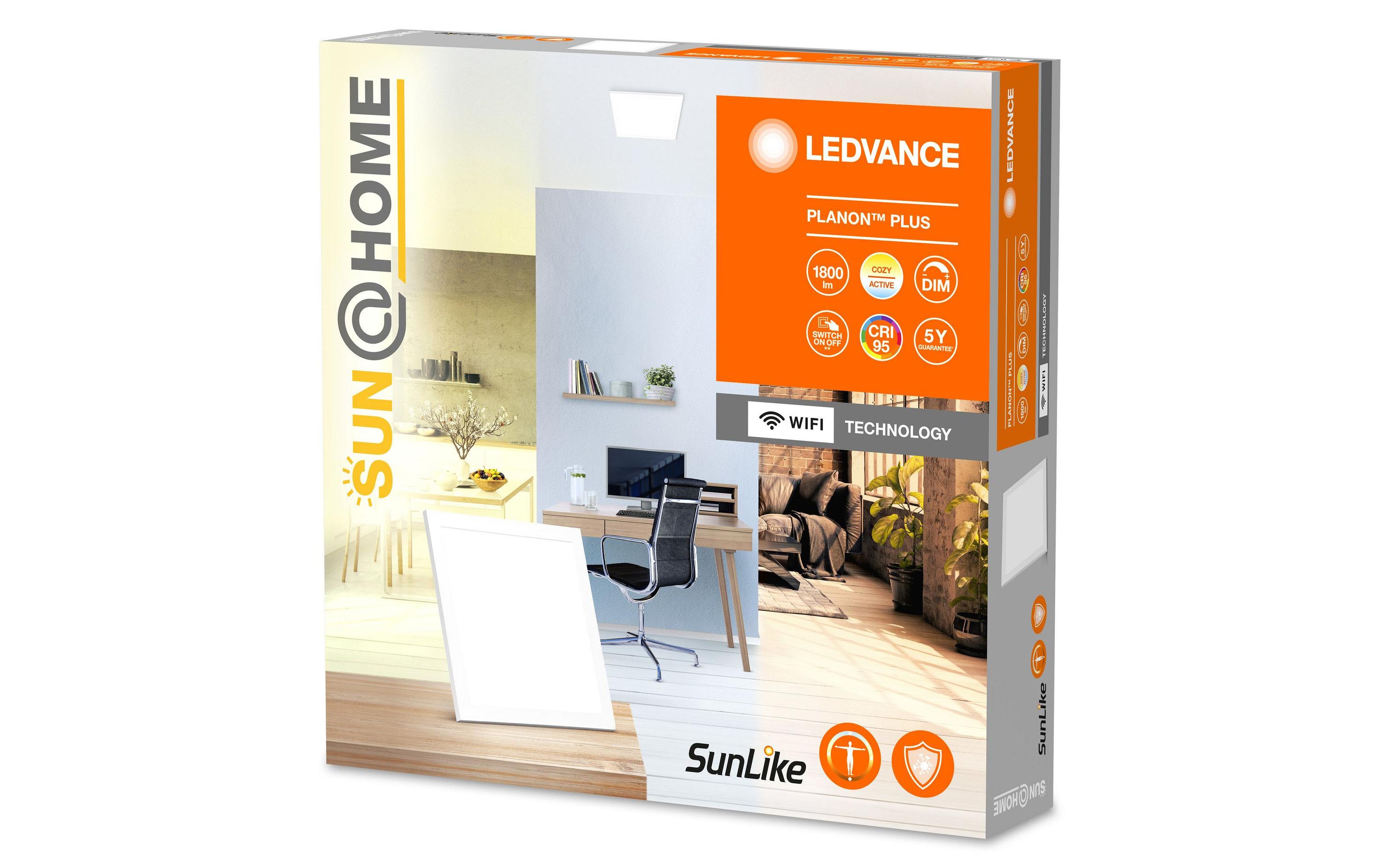 Panelleuchte Sun@Home Planon Plus, 20 W, CRI95, 30 x 30 cmSmartes LED-Panel mit WiFi- Technologie