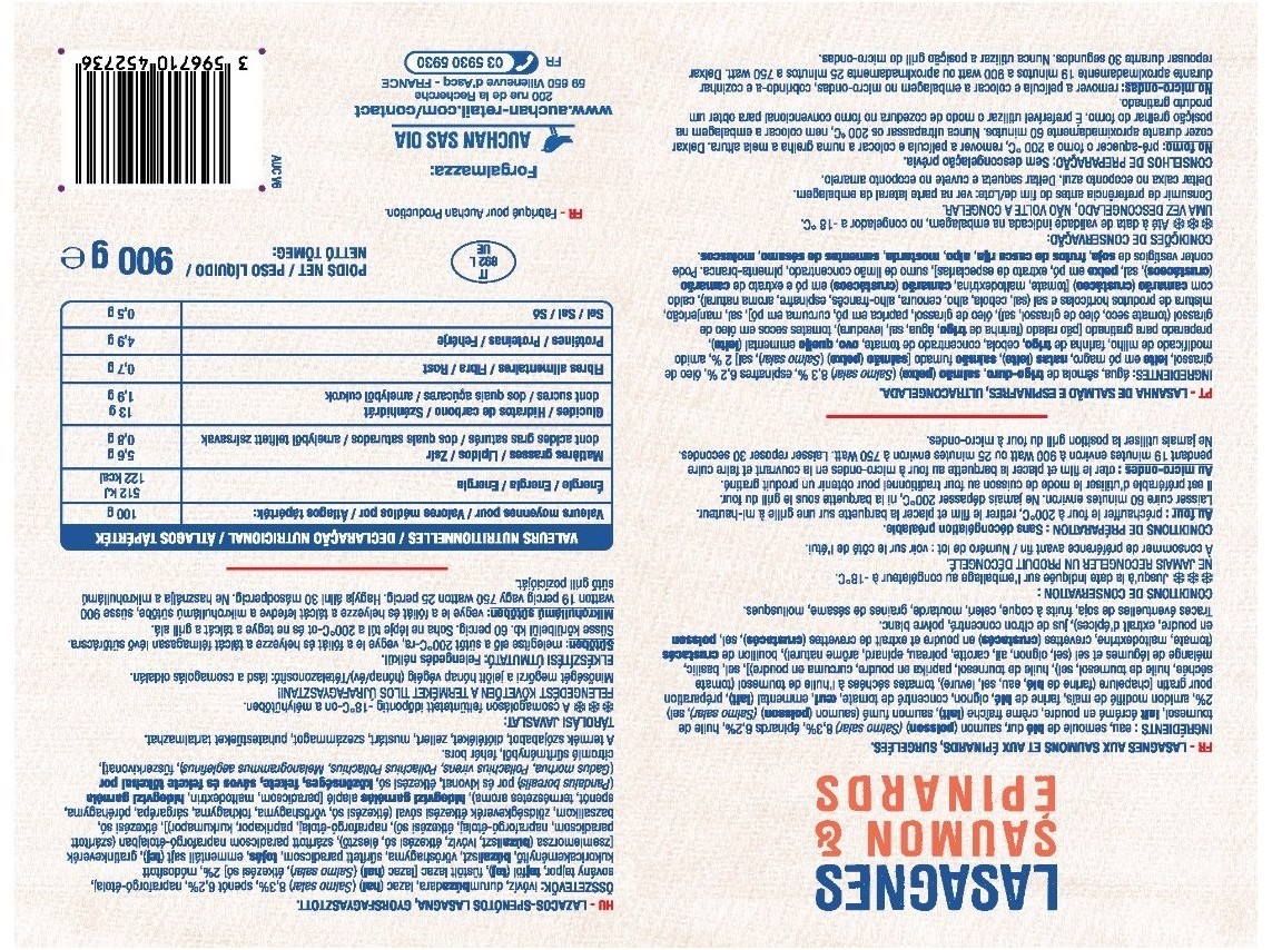 LASANHA AUCHAN SALMÃO E ESPINAFRES 900G